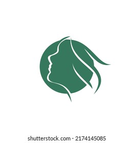 beauty logo design. Vector illustration of women face and hair. modern logo design vector icon template