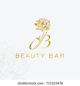 Beauty Logo With A Flower.Beauty Bar. Elements Of Monogram Design,