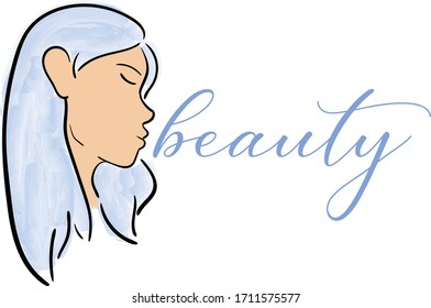 Beauty Logo Hand Drawn Blue Stock Vector (Royalty Free) 1711575577 ...