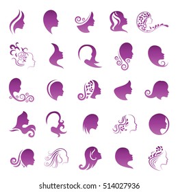 Beauty logo icon set - vector illustration. Abstract concept design for massage, beauty salon, cosmetic, spa