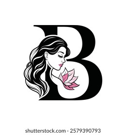 Beauty Logo Initial Letter B Card Creative Luxury Vector illustration. Letter B Beauty Logo design