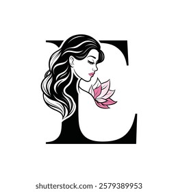 Beauty Logo Initial Letter E Card Creative Luxury Vector illustration. Letter E Beauty Logo design.