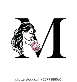 Beauty Logo Initial Letter M Card Creative Luxury Vector illustration. Letter M Beauty Logo design.