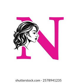 Beauty Logo Initial Letter N Card Creative Luxury Vector illustration. Letter N Beauty Logo design