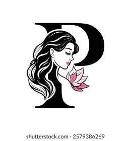 Beauty Logo Initial Letter P Card Creative Luxury Vector illustration. Letter P Beauty Logo design.