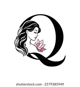 Beauty Logo Initial Letter Q Card Creative Luxury Vector illustration. Letter Q Beauty Logo design