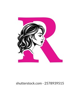 Beauty Logo Initial Letter R Card Creative Luxury Vector illustration. Letter R Beauty Logo design