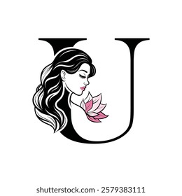 Beauty Logo Initial Letter U Card Creative Luxury Vector illustration. Letter U Beauty Logo design