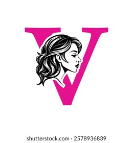 Beauty Logo Initial Letter V Card Creative Luxury Vector illustration. Letter V Beauty Logo design.