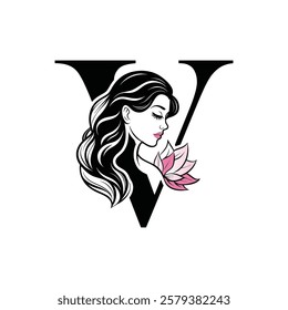 Beauty Logo Initial Letter V Card Creative Luxury Vector illustration. Letter V Beauty Logo design.