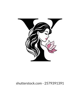 Beauty Logo Initial Letter Y Card Creative Luxury Vector illustration. Letter Y Beauty Logo design