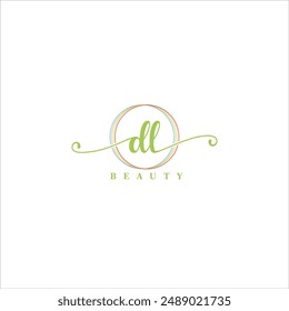 Logo de belleza con las iniciales DL en verde y sobre fondo blanco