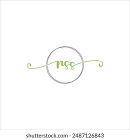 Beauty logo with initials RSS with purple and green circles