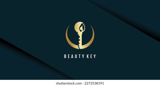 Beauty logo with key concept and creative element design premium vector