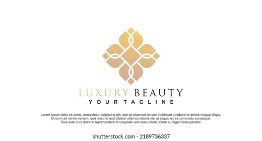 Beauty logo with leaf concept premium vector