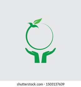 Beauty Logo with Leaf and Hand