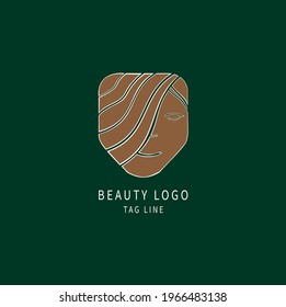 Beauty logo with mask shape with outline design