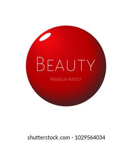 Beauty logo on background Red drop of nail polish. Vector makeup artist logo template for your Beauty, makeup, Nail Studio and manicure salon with lettering composition