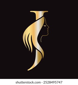 Beauty Logo On Letter J Concept With Woman Face Symbol. Fashion Logotype. Spa Logo Design