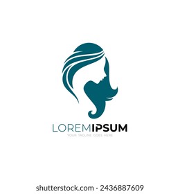 Beauty logo with salon design illustration, flat style, girl icon