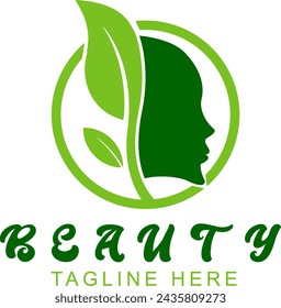 beauty logo, logo with shadow of woman and leaves
