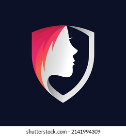 Beauty logo with shield concept