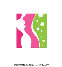 Beauty logo template. Abstract woman character icon. Company logo design