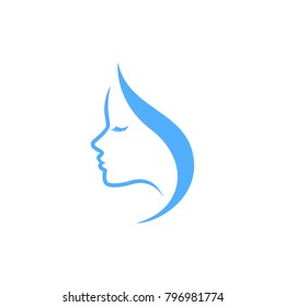 Beauty logo template. Woman silhouette vector illustration
