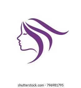 Beauty logo template. Woman silhouette vector illustration