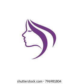 Beauty logo template. Woman silhouette vector illustration