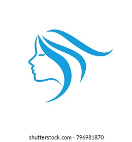 Beauty logo template. Woman silhouette vector illustration