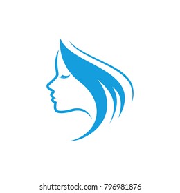 Beauty logo template. Woman silhouette vector illustration