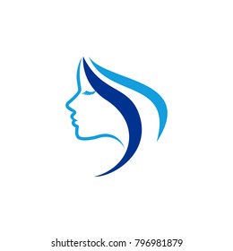 Beauty logo template. Woman silhouette vector illustration