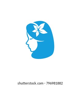 Beauty logo template. Woman silhouette vector illustration