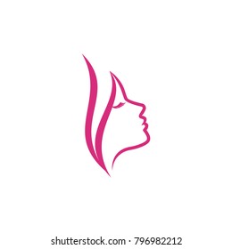 Beauty logo template. woman silhouette logo template