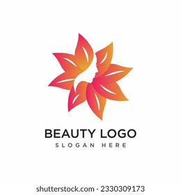 Beauty logo vector design on gradient color.