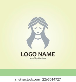 Beauty logo vector illustration with gray color on green background. Salon, spa, cosmetic, logo vector illustration 