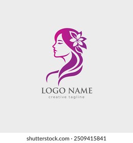 Beauty logo, woman hair, hairdresser, female hair, beauty woman, head, hair salon, girl, lady face, make-up fully editable vector logo template