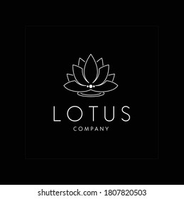 Beauty Lotus Flower with Black Background for Salon or Spa Logo Design Inspiration