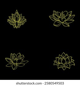 the beauty of lotus line art style design that symbolizes life and resilience