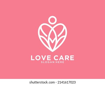 beauty love care people line art logo design