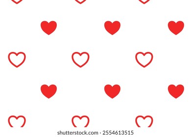 beauty love shape pattern on white background. cute heart shape line art vector pattern background. doodle love sign isolated seamless pattern. seamless pattern of heart icon background