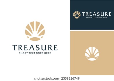 Beauty Luxury Elegant Circular Sea shells Oyster Scallop Shell Oyster Cockle Clam Mussel seashell logo design