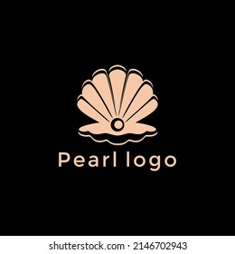 Beauty Luxury Elegant Pearl Shell Jewelry logo design icon vector