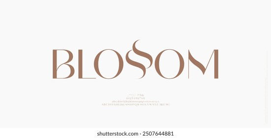 Logo del alfabeto tipográfico de Beauty Luxury. Tipografía hermosa moda elegante letras clásicas serif italic Fuentes decorativas boda vintage logotipos de flores. Ilustración vectorial