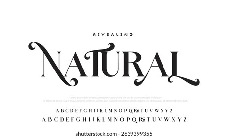 Beauty Luxury font alphabet logo. Typography beautiful fashion elegant classic letters serif italic fonts decorative wedding vintage blossom logos. vector illustration