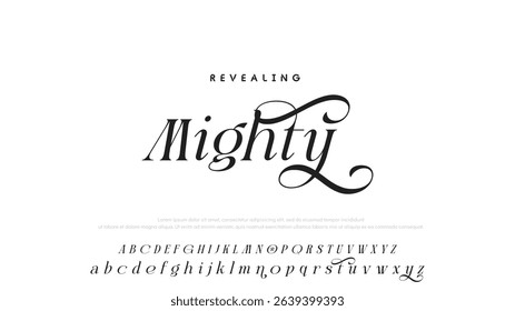 Beauty Luxury font alphabet logo. Typography beautiful fashion elegant classic letters serif italic fonts decorative wedding vintage blossom logos. vector illustration