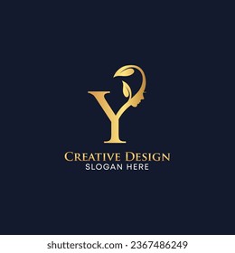 Beauty luxury woman face Y latter logo