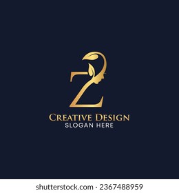 Beauty luxury woman face z letter logo