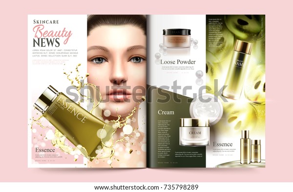 Beauty Magazine Template Beautiful Model Skincare Stock Vector (Royalty ...